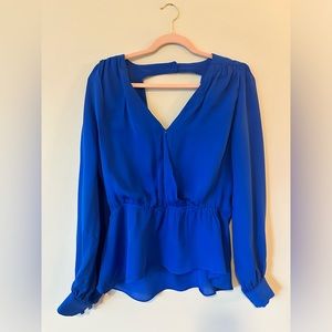 Parker NYC Blue Silk Blouse